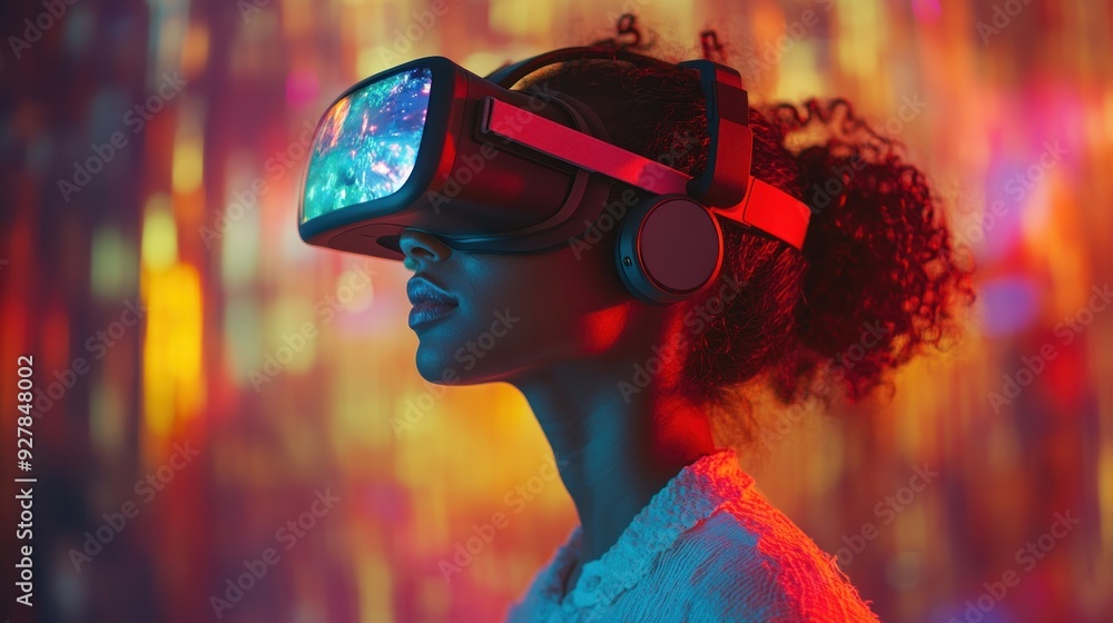 Woman Experiencing Virtual Reality Woman Experiencing Virtual Reality