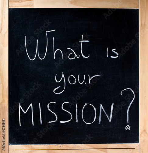 Obraz na płótnie Question Mission Blackboard with Chalk Message About Business Success, Motivatio