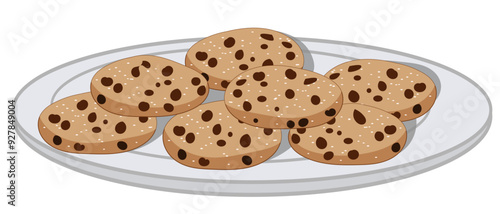 cookies on a plate vector isolated a white background