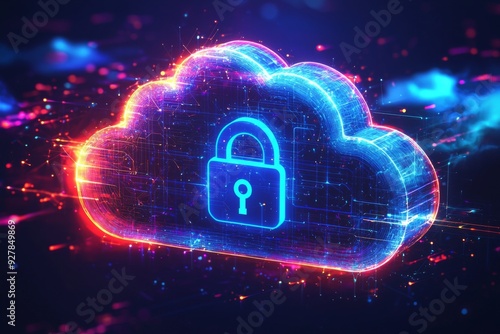 Wallpaper Mural Illustration of Cloud Security Services Technology created with Generative AI Torontodigital.ca