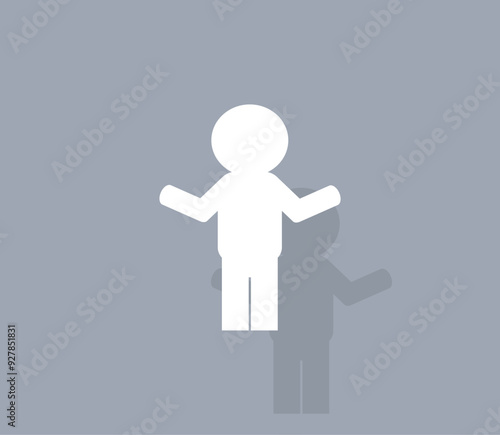 Vector icon of white color with shadow on gray background