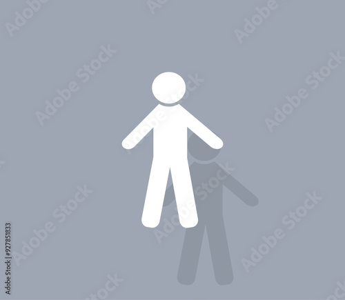 Vector icon of white color with shadow on gray background