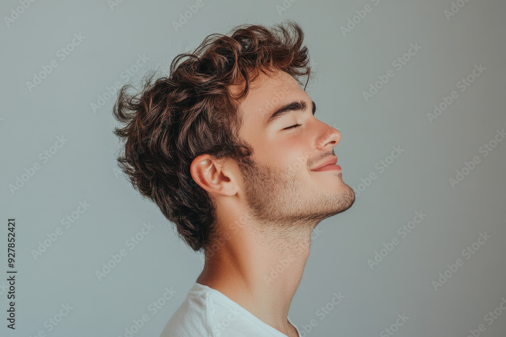 A close up of a man's face with his eyes closed A close up of a man's face with his eyes closed