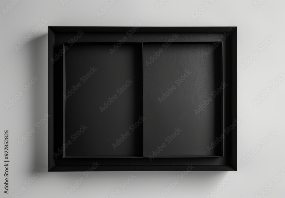 Elegant Black Frame Isolated on Clean Blank White Surface. Elegant Black Frame Isolated on Clean Blank White Surface.