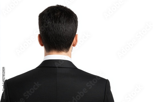 Back view of a businessman in a suit symbolizing readiness and professionalism in corporate settings