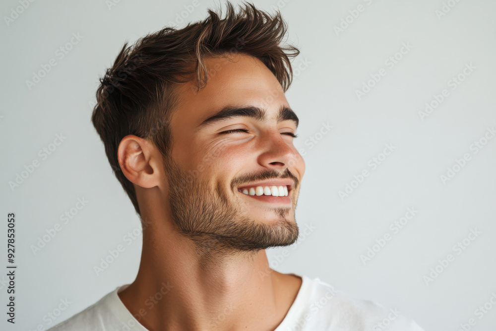 A close up of a man's face with his eyes closed A close up of a man's face with his eyes closed