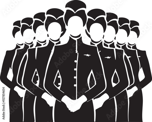 Air Cabin Crew Silhouette Vector Illustration