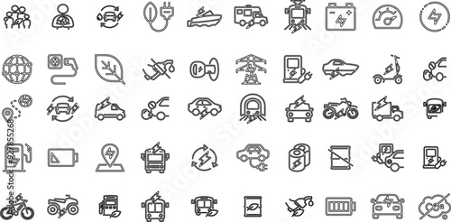 ELECTRIC VEHICLE  EDITABLE ICON SET