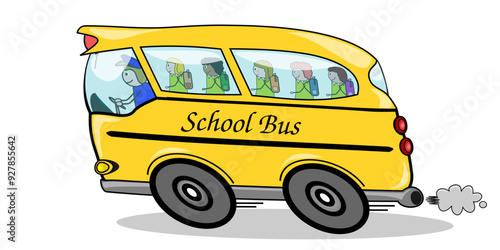 schoolbus cartoon children isolated