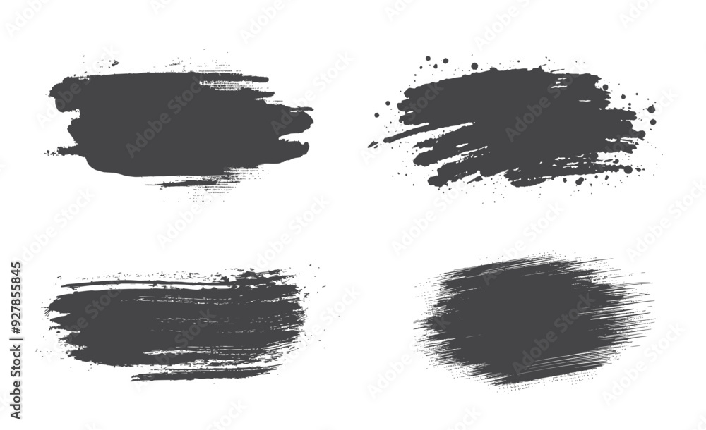 Black brush strokes. Grunge ink textures. Isolated vector images in simple style Black brush strokes. Grunge ink textures. Isolated vector images in simple style