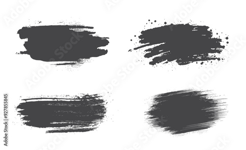 Black brush strokes. Grunge ink textures. Isolated vector images in simple style
