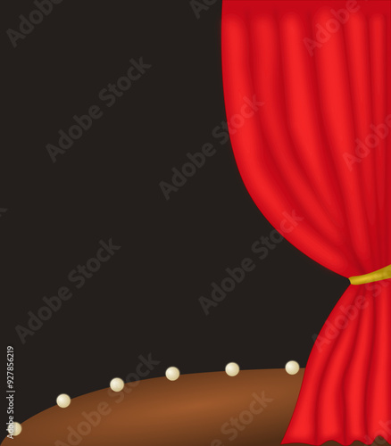 red theater curtain open stage lights