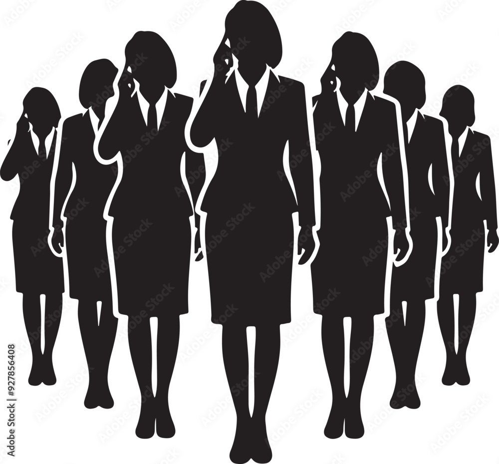 Group of Businesswomen on Phone Silhouette Vector Group of Businesswomen on Phone Silhouette Vector