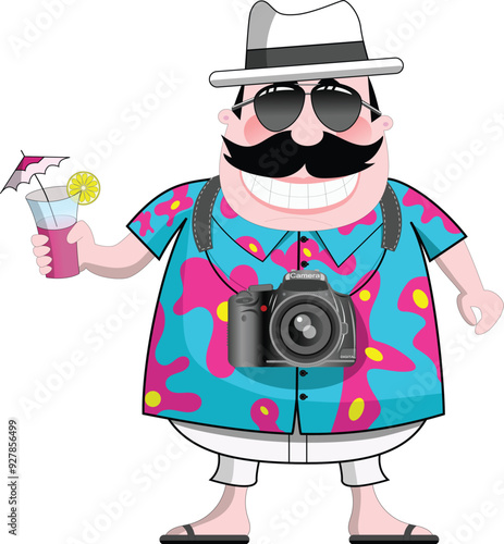 tourist funny vector isolated funny cartoon icon holiday