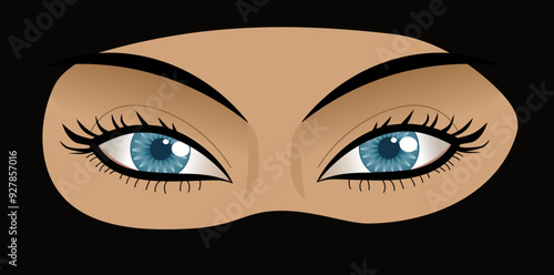 Bilde på lerret Vector illustration of beautiful arabian east burka veil woman's eyes with makeu