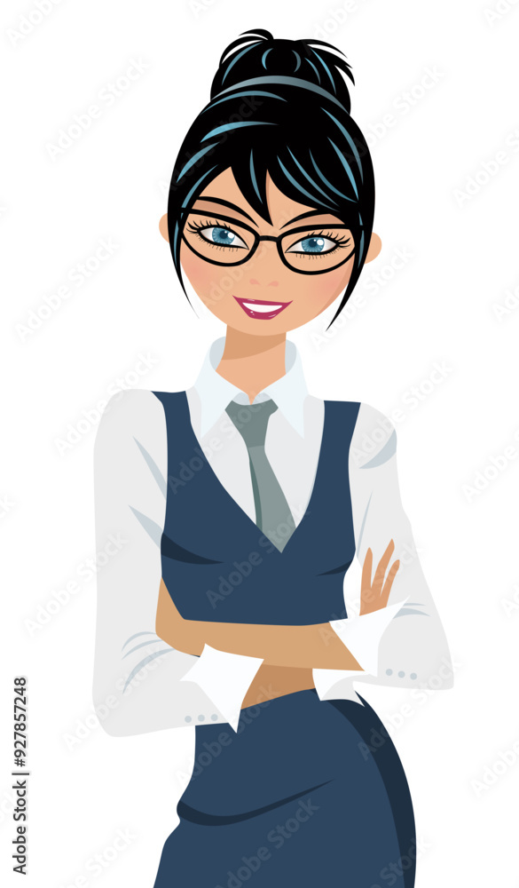 business woman crossed arms isolated vector business woman crossed arms isolated vector