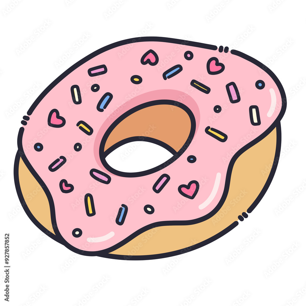 illustration of a pink donut with sprinkles icing illustration of a pink donut with sprinkles icing