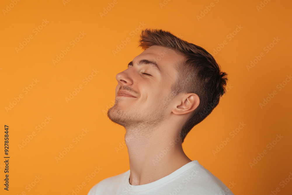 A close up of a man's face with his eyes closed A close up of a man's face with his eyes closed