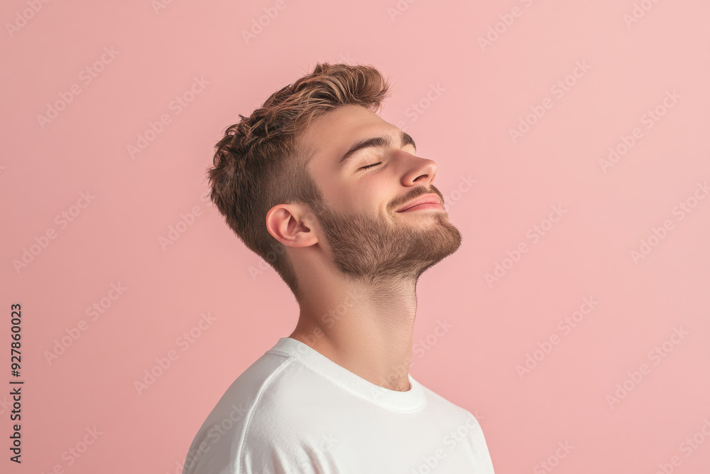 A close up of a man's face with his eyes closed A close up of a man's face with his eyes closed