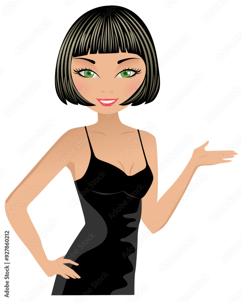 sexy woman in dress presenting presenter isolated vector sexy woman in dress presenting presenter isolated vector