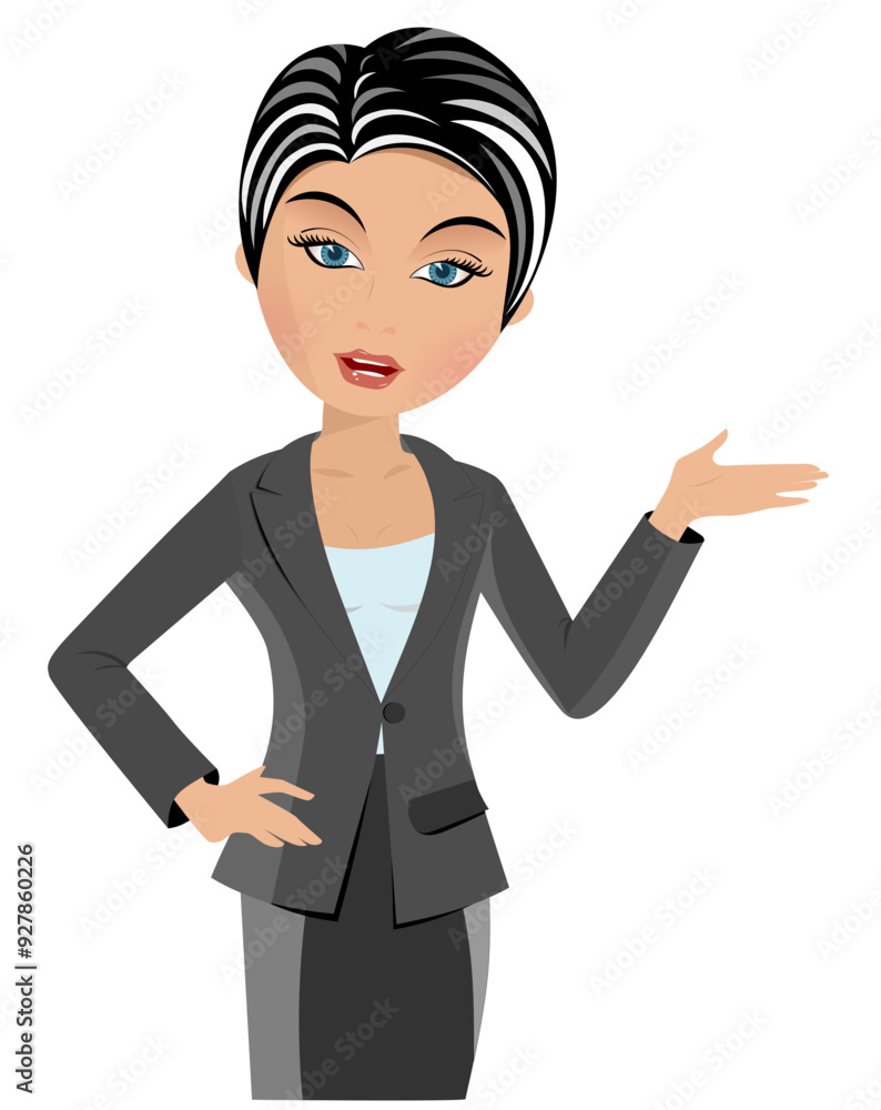 business woman presenting showing isolated on white vector business woman presenting showing isolated on white vector