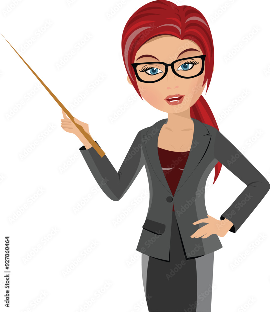 modern businesswoman teaching team meeting presenter stick isolated vector modern businesswoman teaching team meeting presenter stick isolated vector
