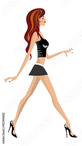 woman walking sexy fashion isolated
