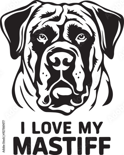 Mastiff Dog Love Stylized Vector Illustration