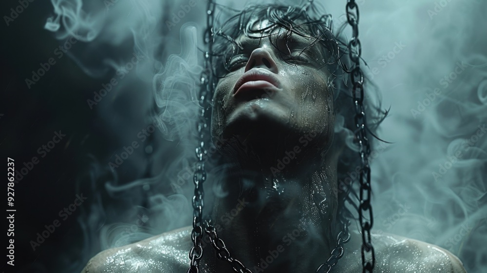 a smoky portrait of a person that reflects his emotional state a smoky portrait of a person that reflects his emotional state