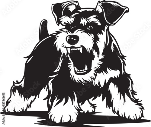 Miniature Schnauzer Angry Stylized Vector Illustration