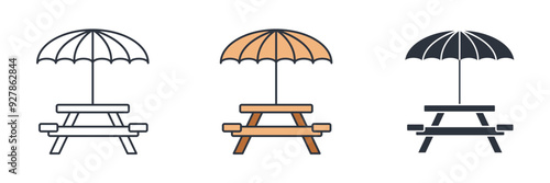 Picnic Table icon symbol vector illustration isolated on white background