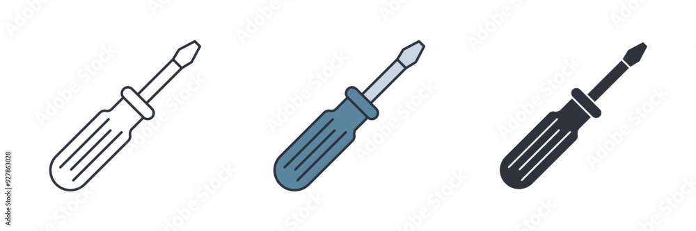 Screwdriver icon symbol vector illustration isolated on white background Screwdriver icon symbol vector illustration isolated on white background