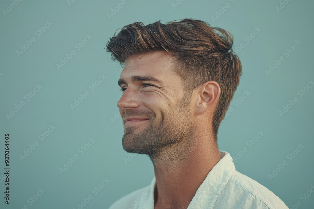 Obraz premium A close up of a man's face with his eyes closed