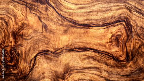 Beautifully grained wood slab showcasing intricate patterns and natural swirls in a rich caramel hue