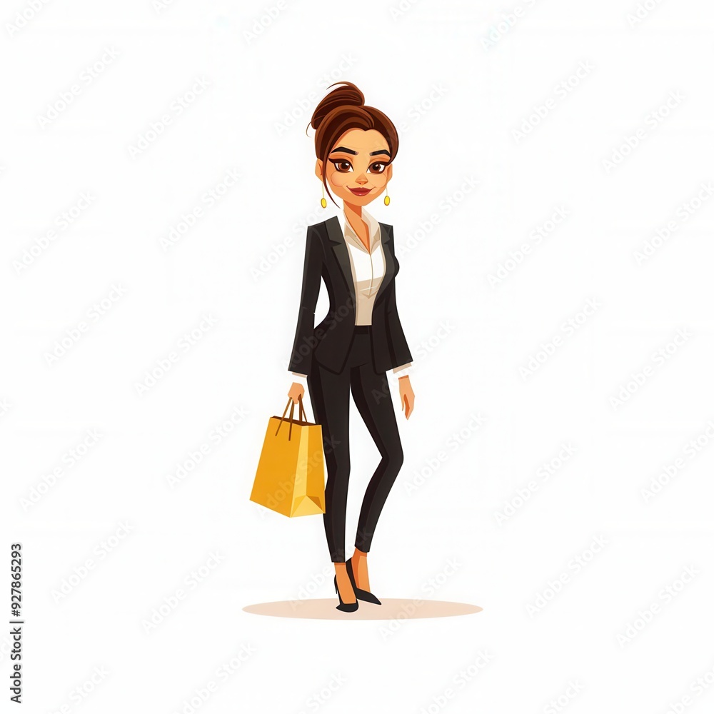 Artistic illustration of female shopping with shopping bags Artistic illustration of female shopping with shopping bags