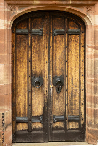 Old church door in Hertford, England, Uk photo