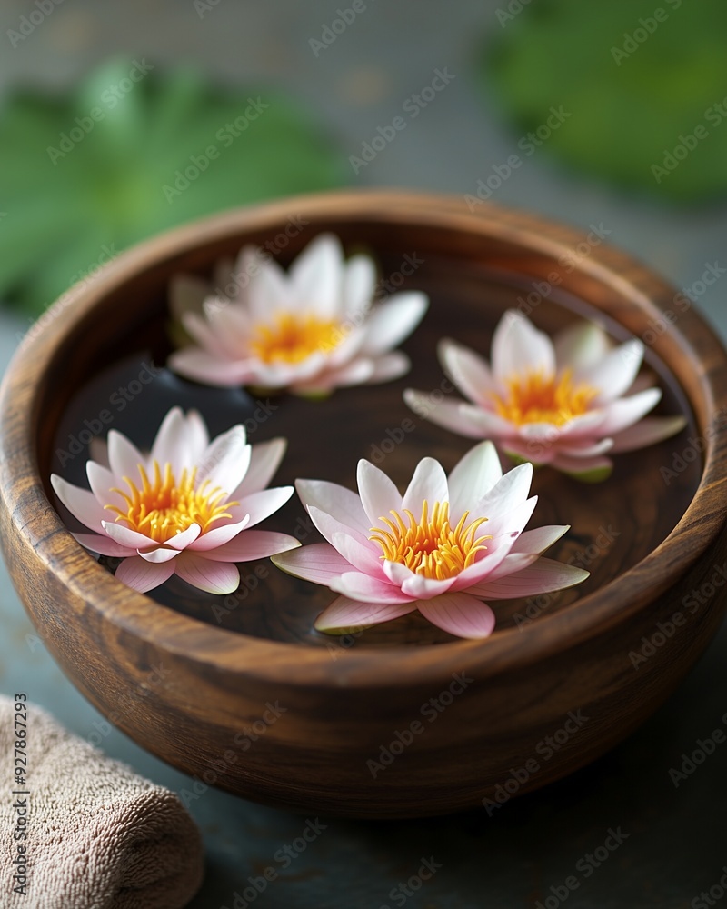 Zen Spa with Floating Pink Lotus Flowers Zen Spa with Floating Pink Lotus Flowers