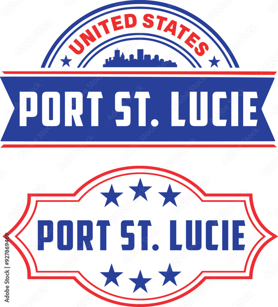 Port St Lucie Florida Vector Set Port St Lucie Florida Vector Set