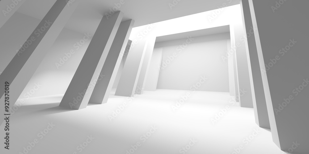 Fototapeta premium Abstract light corridor interior. Futuristic architecture background