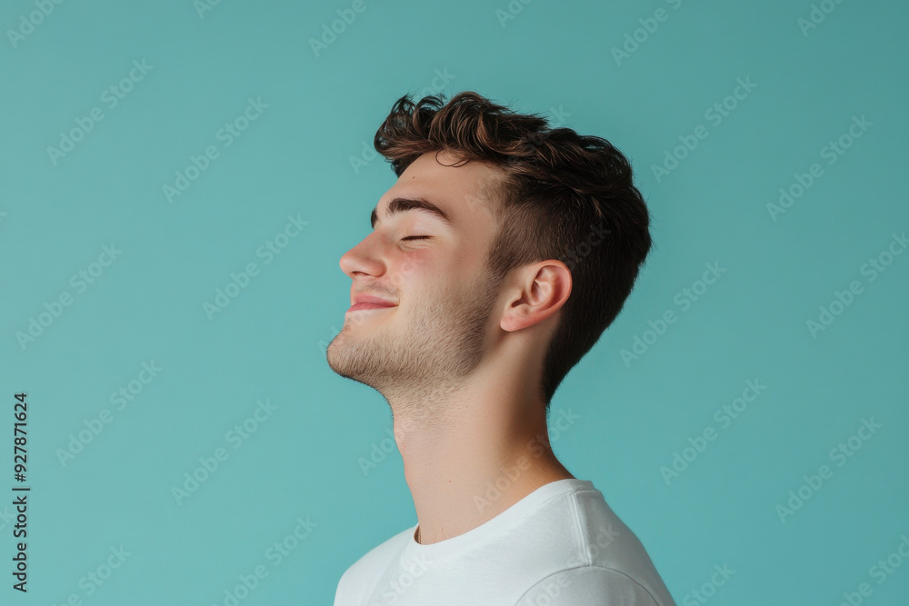 A close up of a man's face with his eyes closed A close up of a man's face with his eyes closed