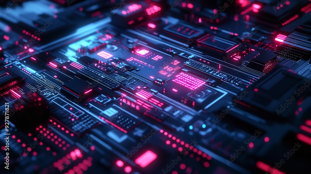 Obraz premium Abstract Electronic PC Gaming Background Technology Cyber