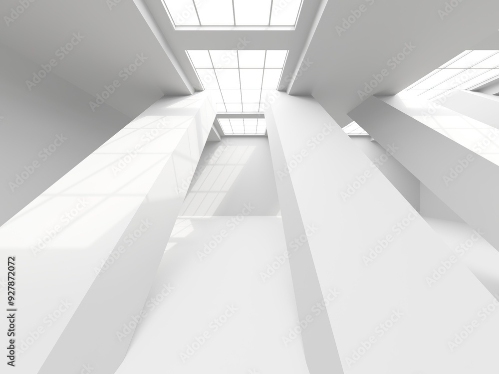 Obraz premium Minimalistic room space. White clean empty architecture interior