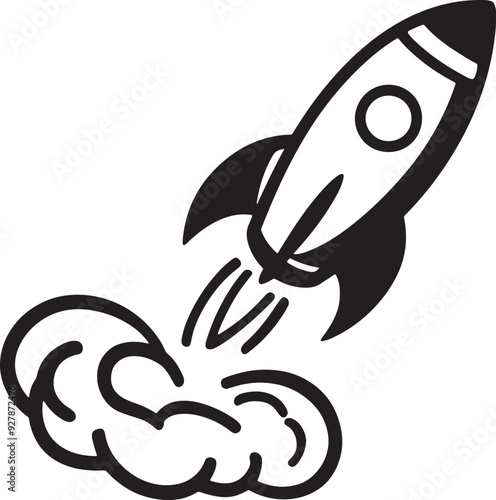 Cartoon Rocket Taking Off Vector Illustration