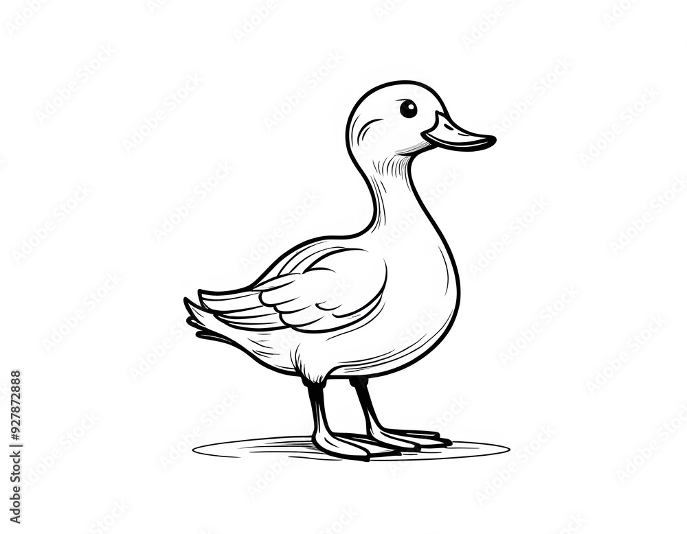 Obraz premium Drawing of a cute duck to color.