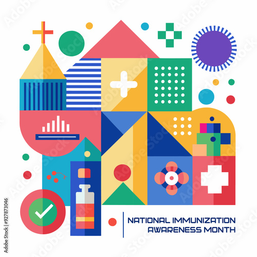 A vibrant poster promoting national awareness of immunization month