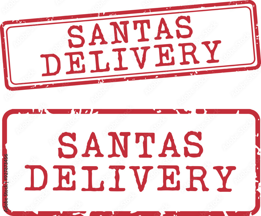 Santas Delivery Rubber Stamp Vector Set Santas Delivery Rubber Stamp Vector Set