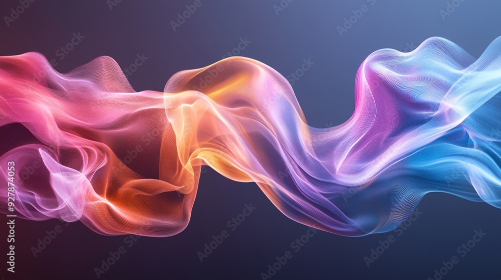 a colorful smoke swirls in the air on a blue background a colorful smoke swirls in the air on a blue background