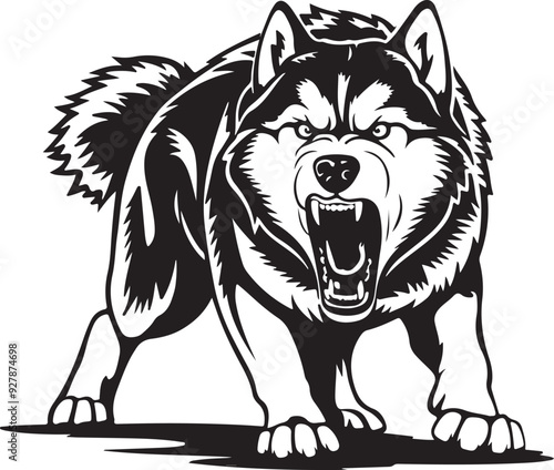 Siberian Huskie Angry Stylized Vector Illustration