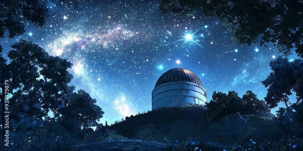 Enchanted anime-style Starry Night at the Observatory: A Magical Night Sky Experience for Astronomical Education and Star Gazing, Ideal for Travel Posters and 4K Wallpapers,Anime-Style,illustration,Pi Enchanted anime-style Starry Night at the Observatory: A Magical Night Sky Experience for Astronomical Education and Star Gazing, Ideal for Travel Posters and 4K Wallpapers,Anime-Style,illustration,Pi