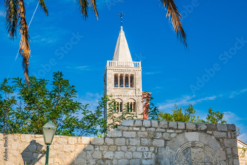 Obraz na płótnie Church tower view in town of Rab, Croatia w salonie